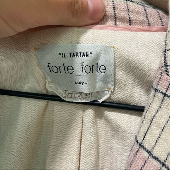 Forte Forte Pink Plaid Virgin Wool Blend Blazer sz II (6) - Picture 3 of 14